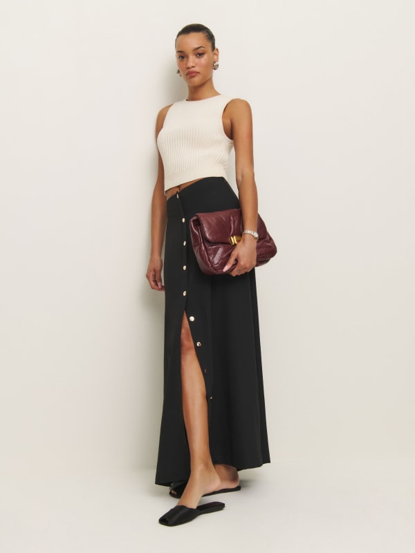 Petites Andi Low Rise Maxi Skirt - Pitch Black